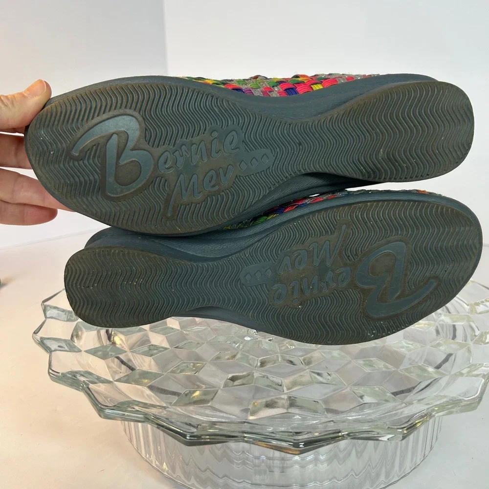 Bernie Mev Woven Mary Jane Wedge Comfort Shoes Rainbow‎ Metallic Size 37